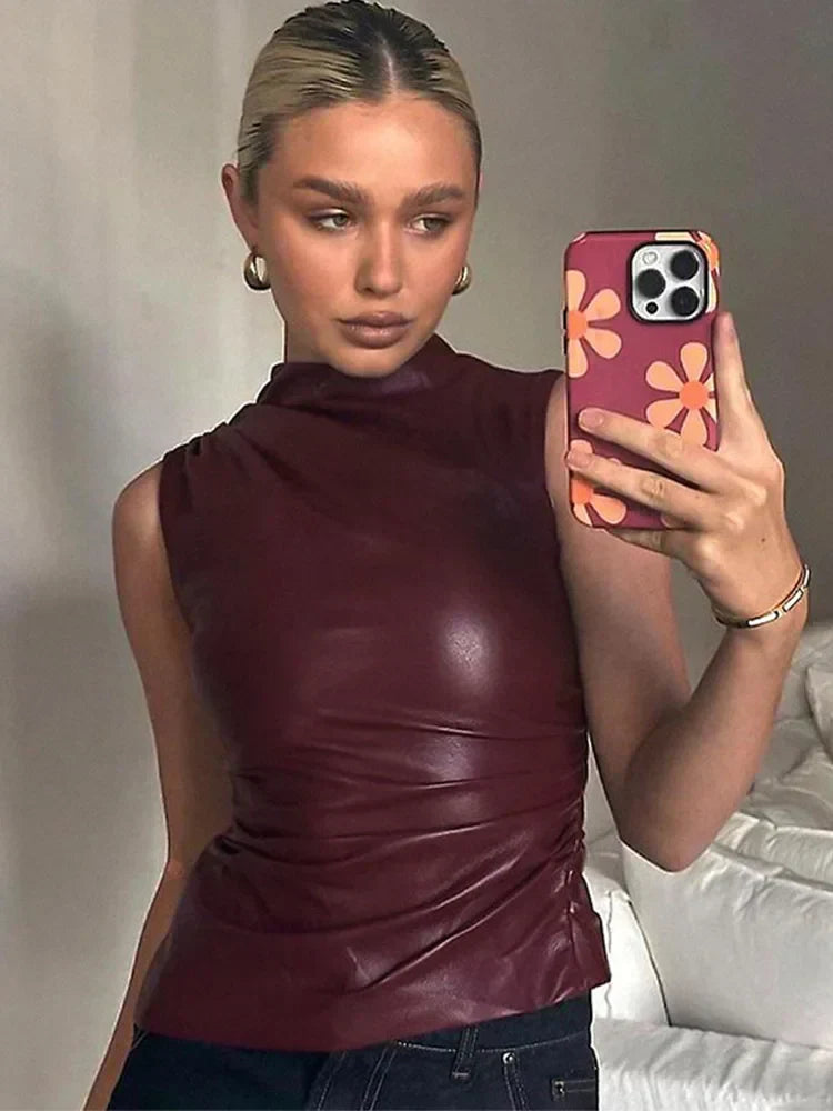 Clio | Sleek Faux Leather Top