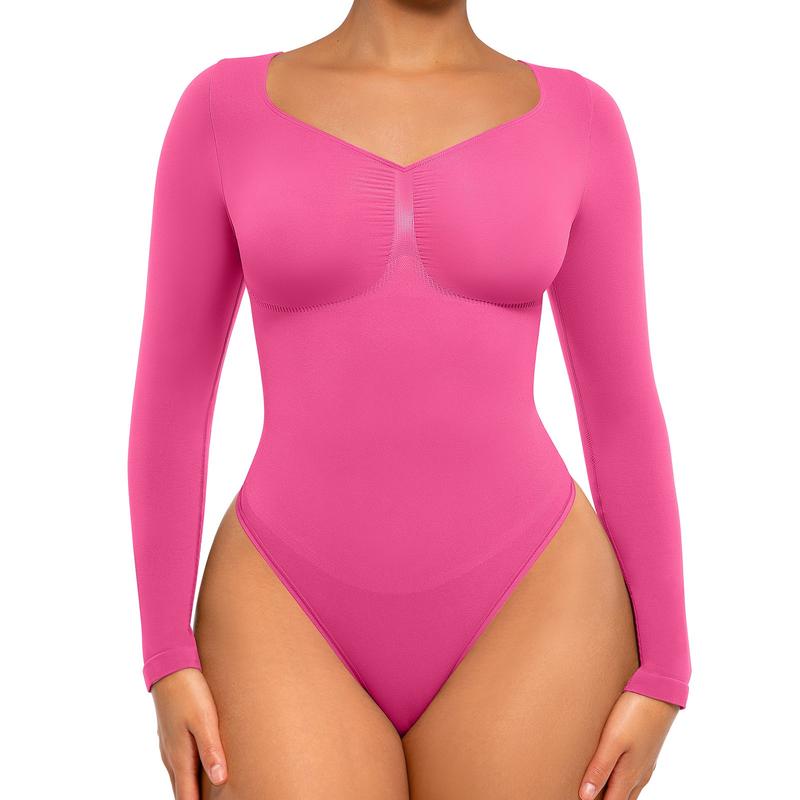 SONYA | Seamless Shaping Long Sleeve Thong Bodysuit for Comfort