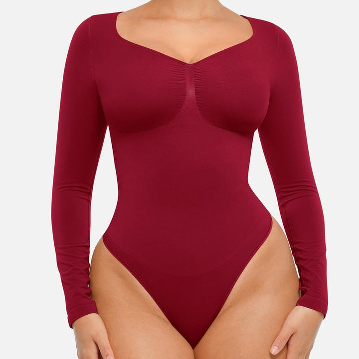SONYA | Seamless Shaping Long Sleeve Thong Bodysuit for Comfort