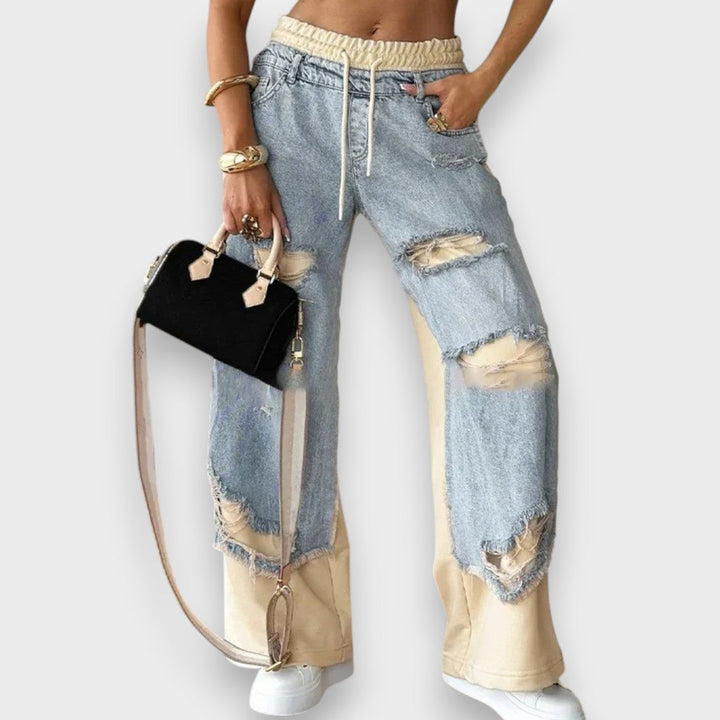 Lora | Trendy 2-in-1 Layered Jeans with Jogging Insert