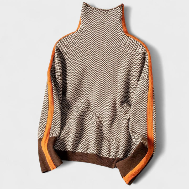 Lara | Luxurious Roll Neck Jumper with Herringbone Pattern