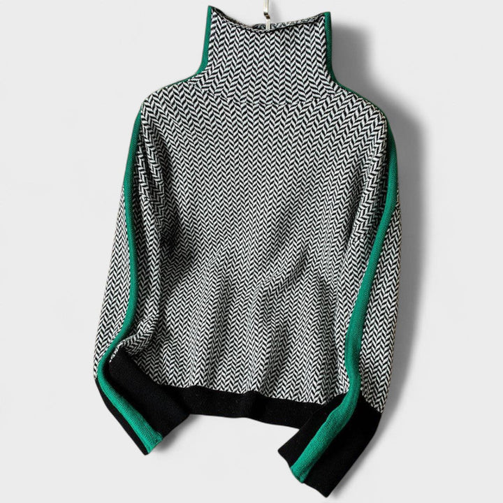 Lara | Luxurious Roll Neck Jumper with Herringbone Pattern