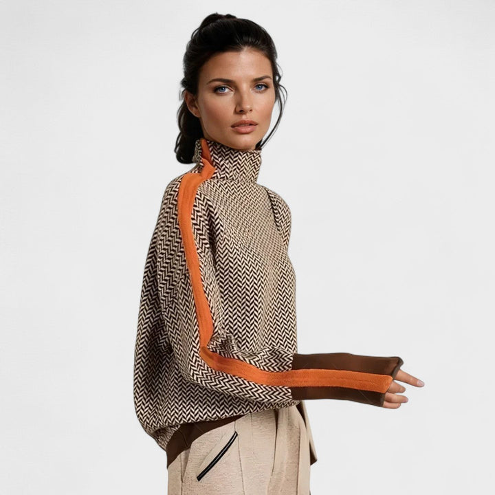 Lara | Luxurious Roll Neck Jumper with Herringbone Pattern