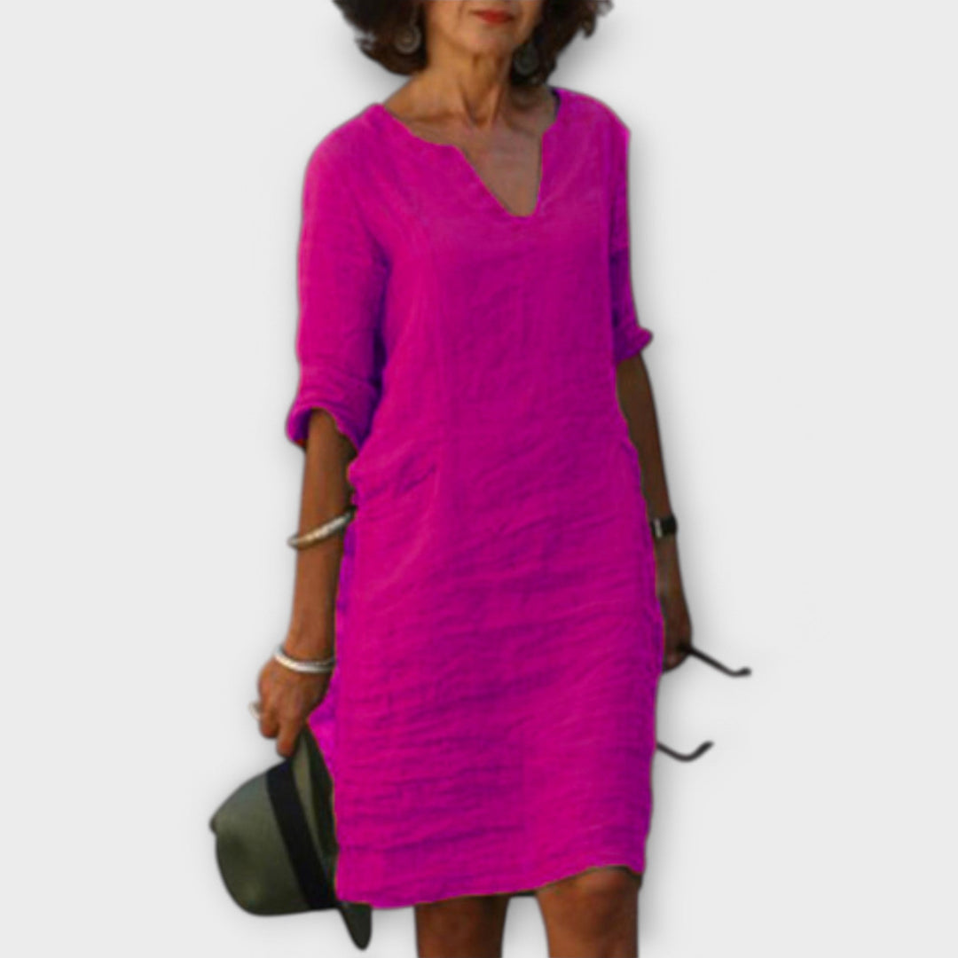 Sandra - Stylish, Comfortable V-Neck Dress