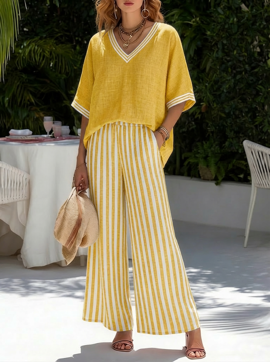 Freya | Striped Linen Duo Set