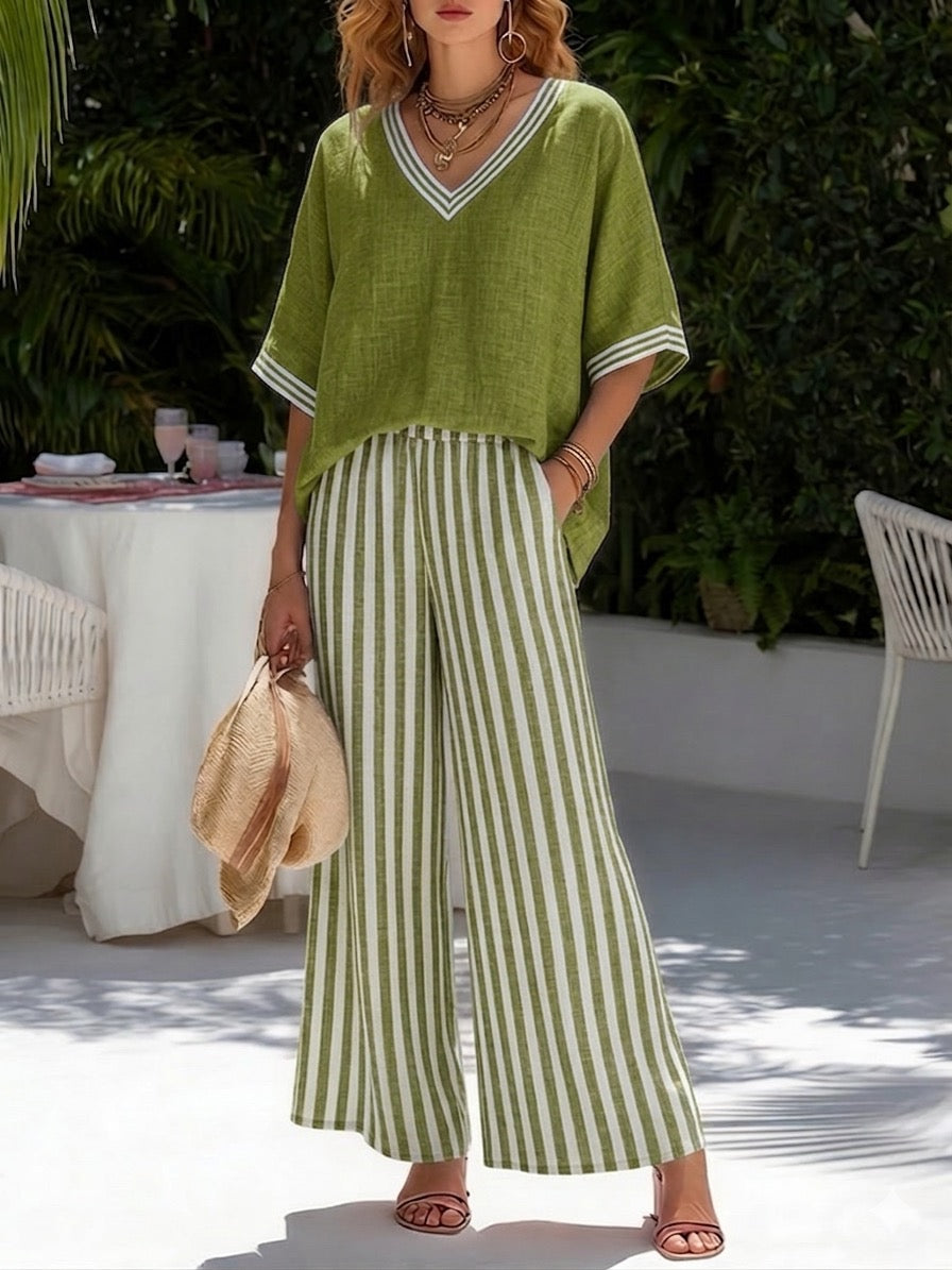 Freya | Striped Linen Duo Set