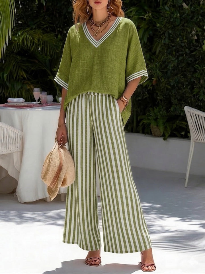 Freya | Striped Linen Duo Set