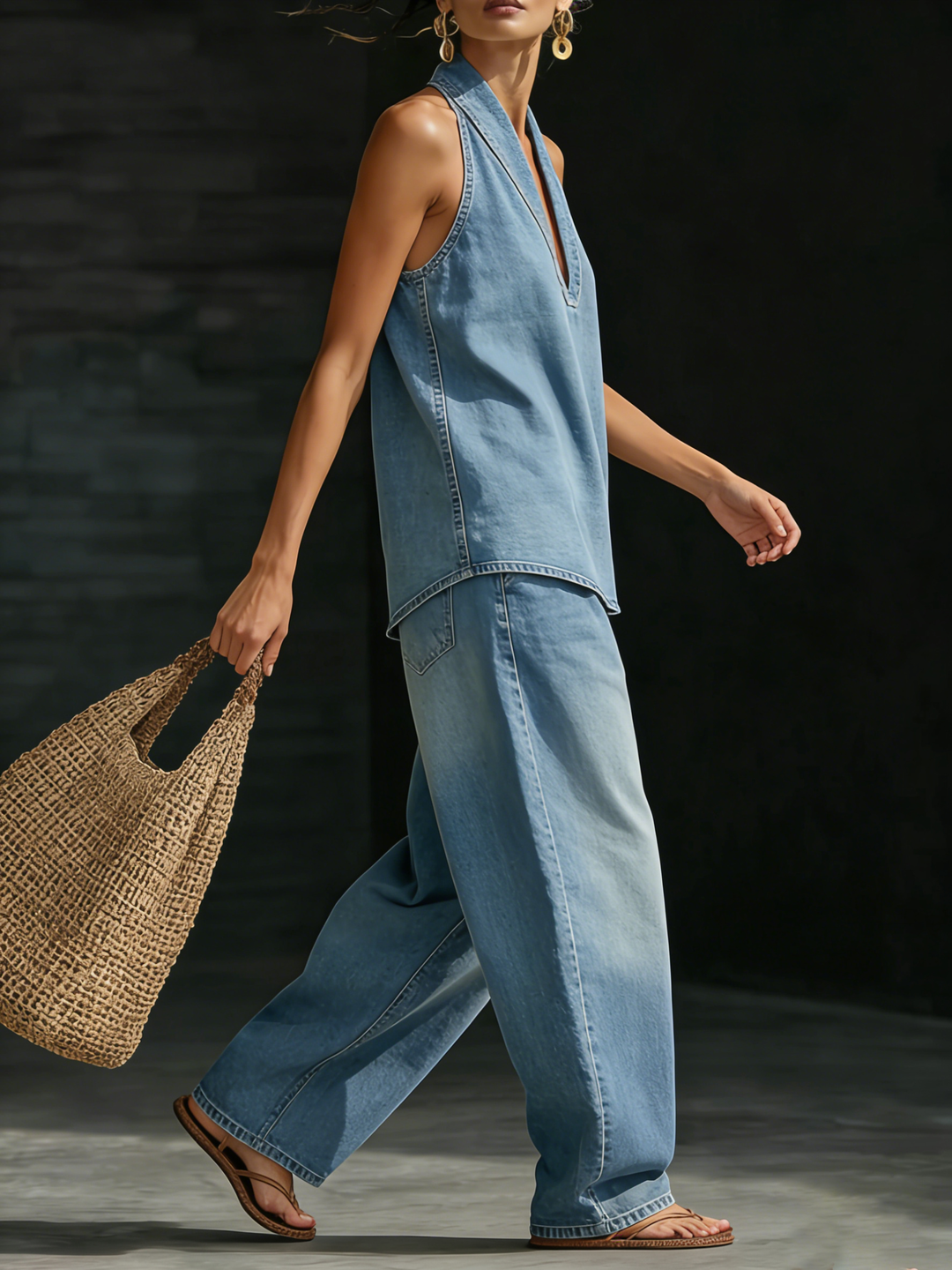 Daisy | Comfortable Minimalist Denim Two-Piece Set