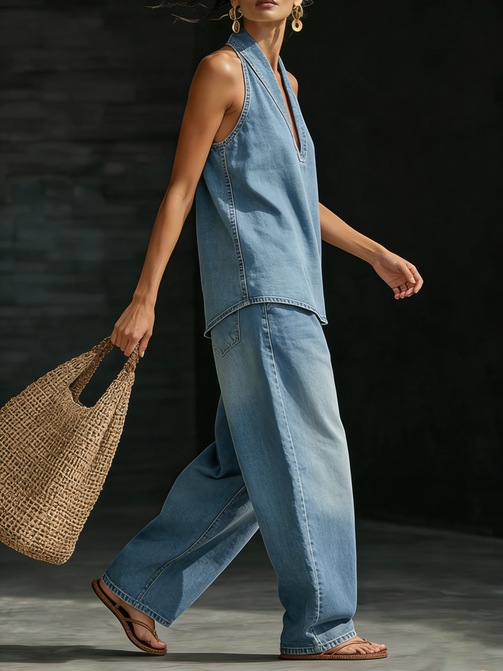 Daisy | Comfortable Minimalist Denim Two-Piece Set