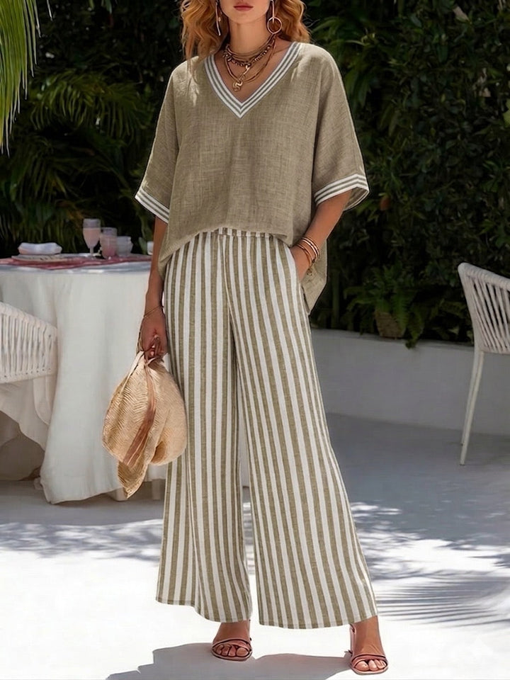 Freya | Striped Linen Duo Set