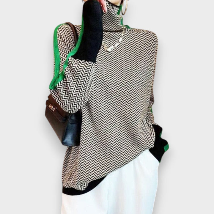 Lara | Luxurious Roll Neck Jumper with Herringbone Pattern