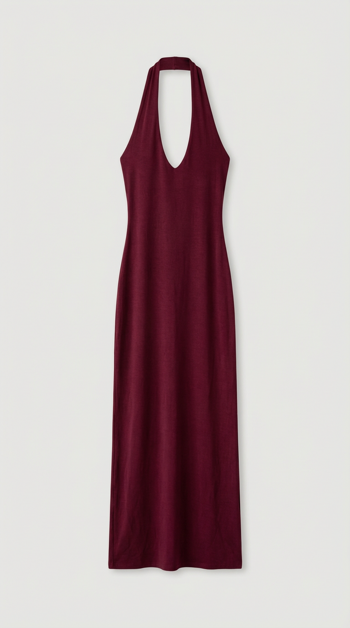 Valentina Sculpted Halter Maxi Dress