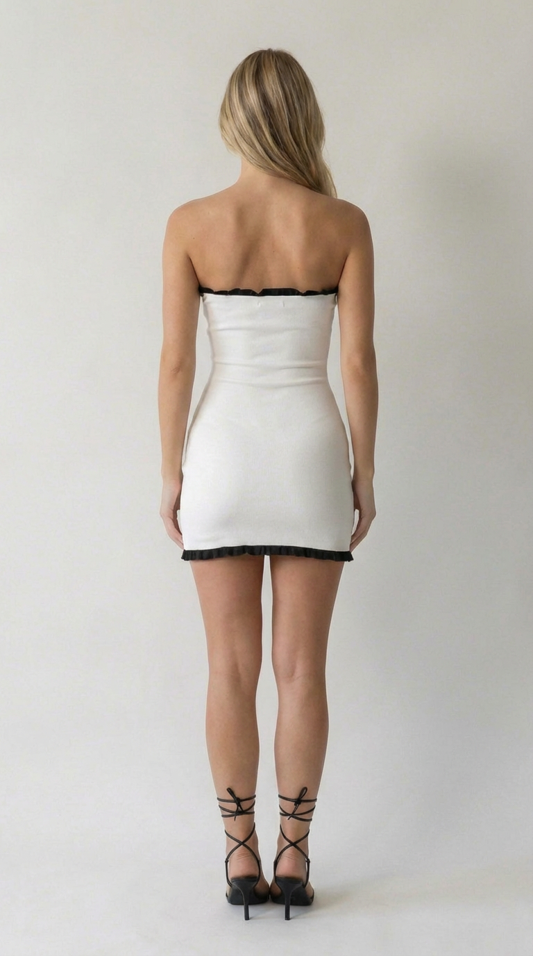 Camille Contrast Trim Strapless Mini Dress