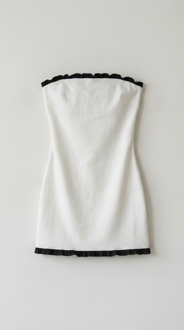 Camille Contrast Trim Strapless Mini Dress