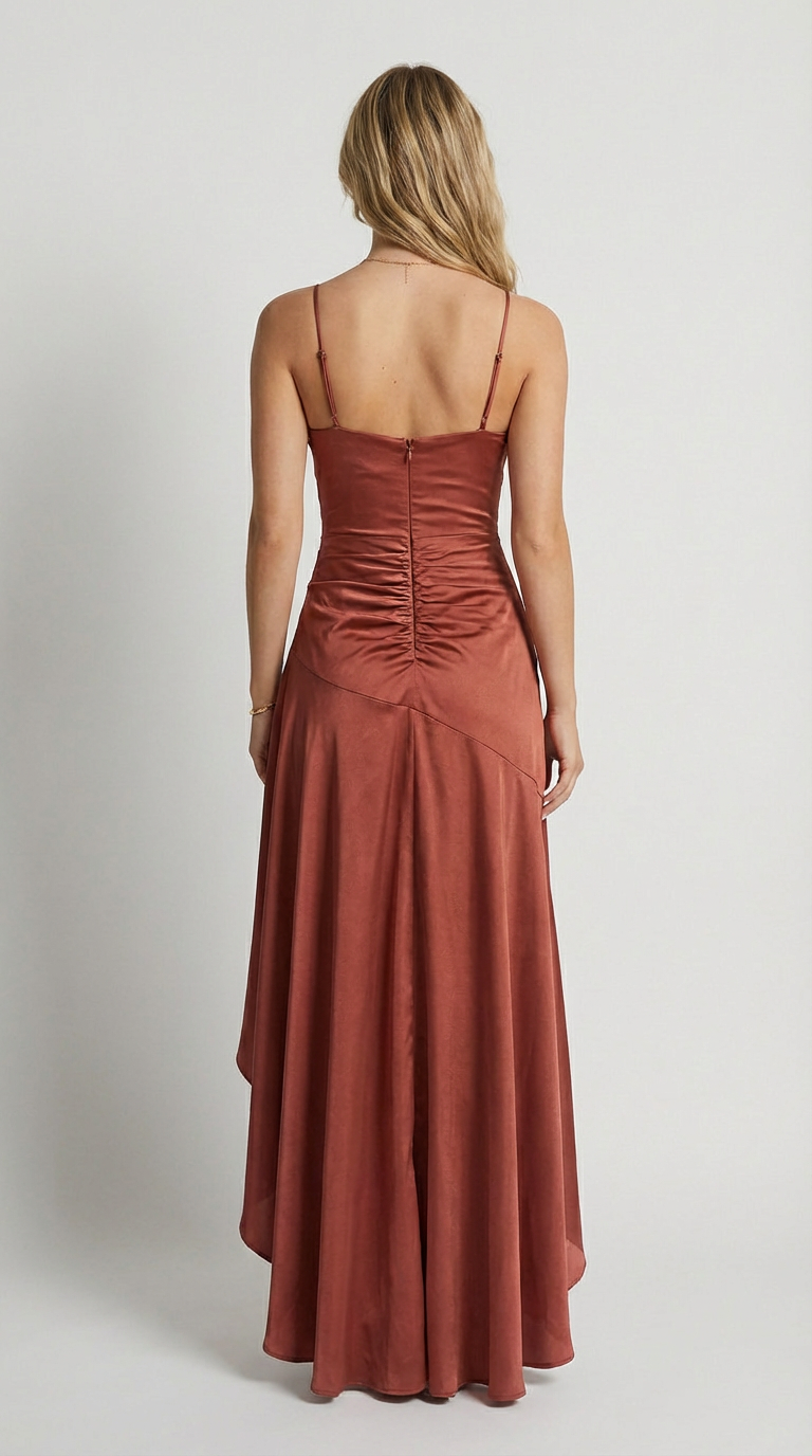 Sabrina Satin High-Low Maxi Dress