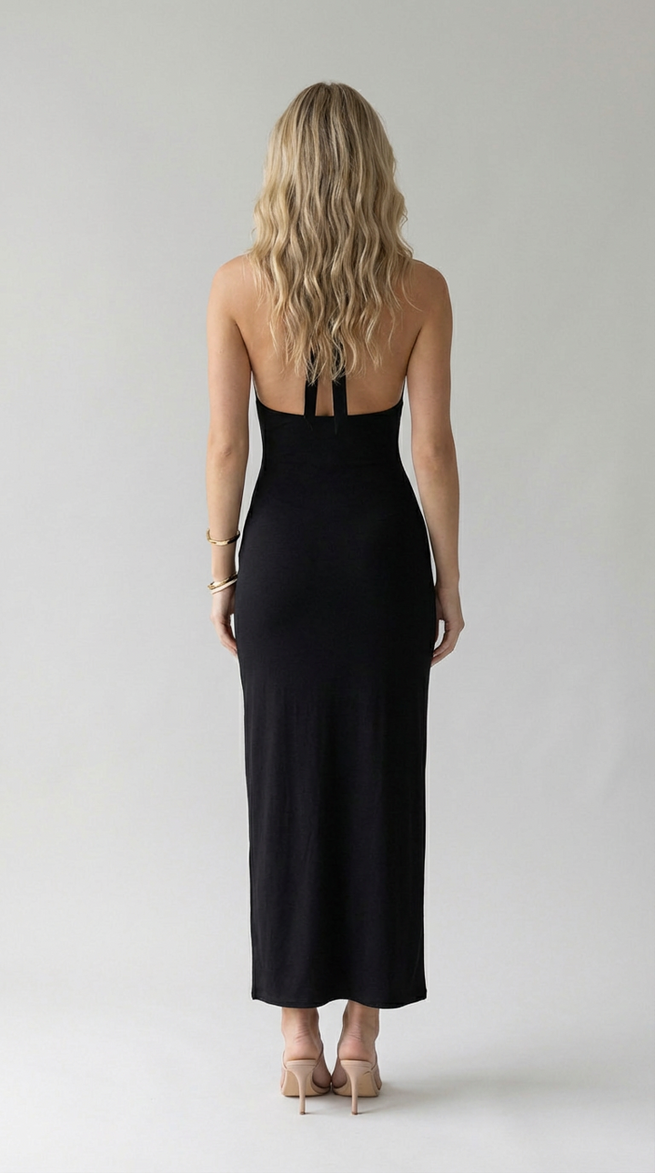 Alessia Sleek Halter Maxi Dress
