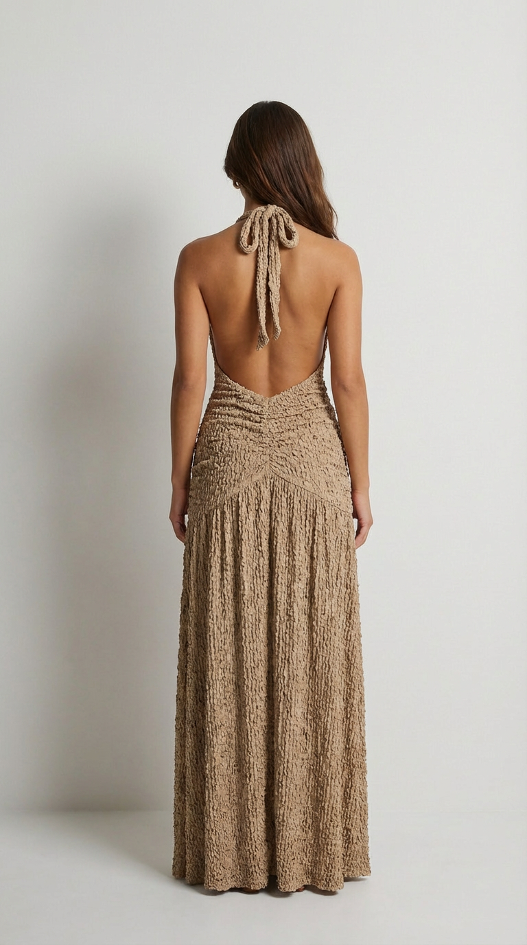 Sienna Textured Halter Maxi Dress
