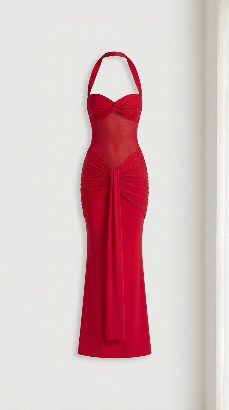 Scarlett Sheer Halter Maxi Dress