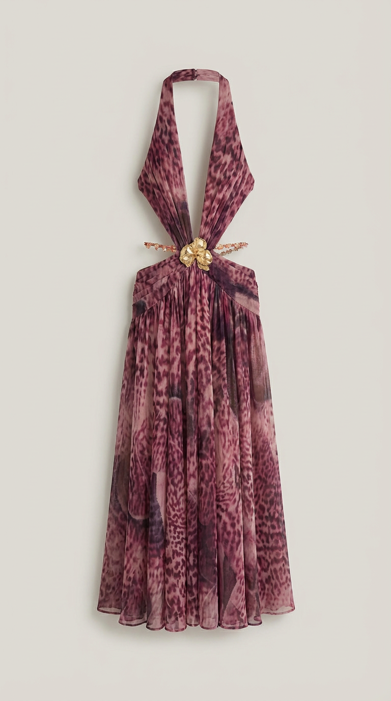 Serena Wild Halter Cut-Out Maxi Dress